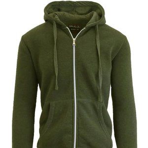 Galaxy By Harvic Men's Fleece Zip-Up Hoodie (Olive)